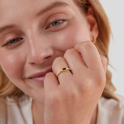 Onyx Black Kristall Ring Alma