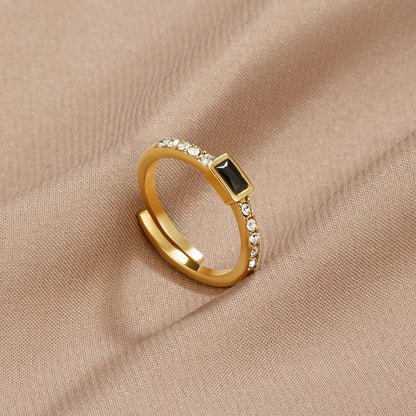 Onyx Black Kristall Ring Alma
