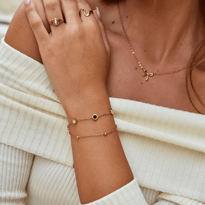 Onyx & White Stein Armband Alma
