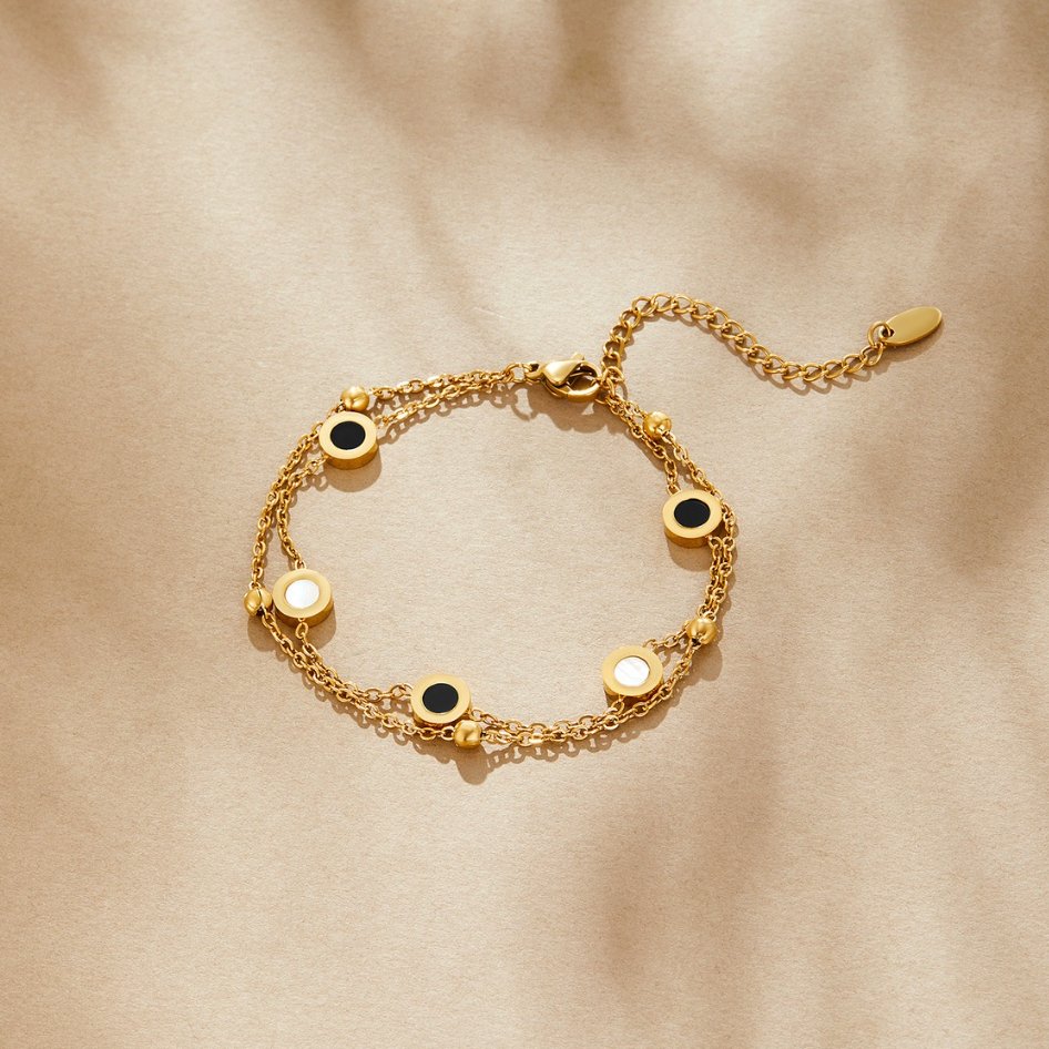 Onyx & White Stein Armband Alma