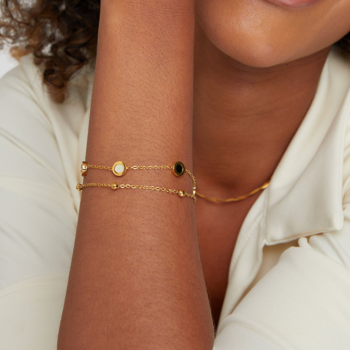 Onyx & White Stein Armband Alma