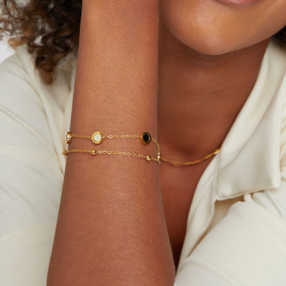 Onyx & White Stein Armband Alma