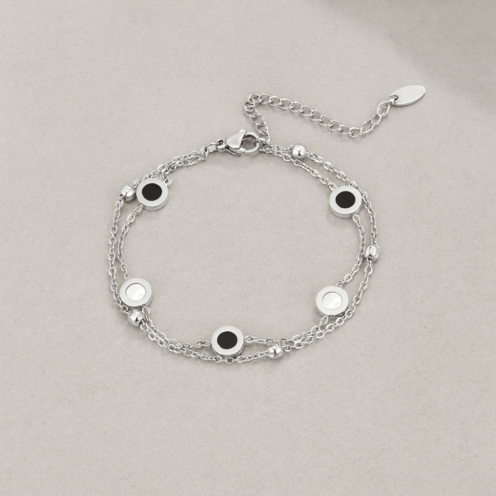 Onyx & White Stein Silber Armband Alma