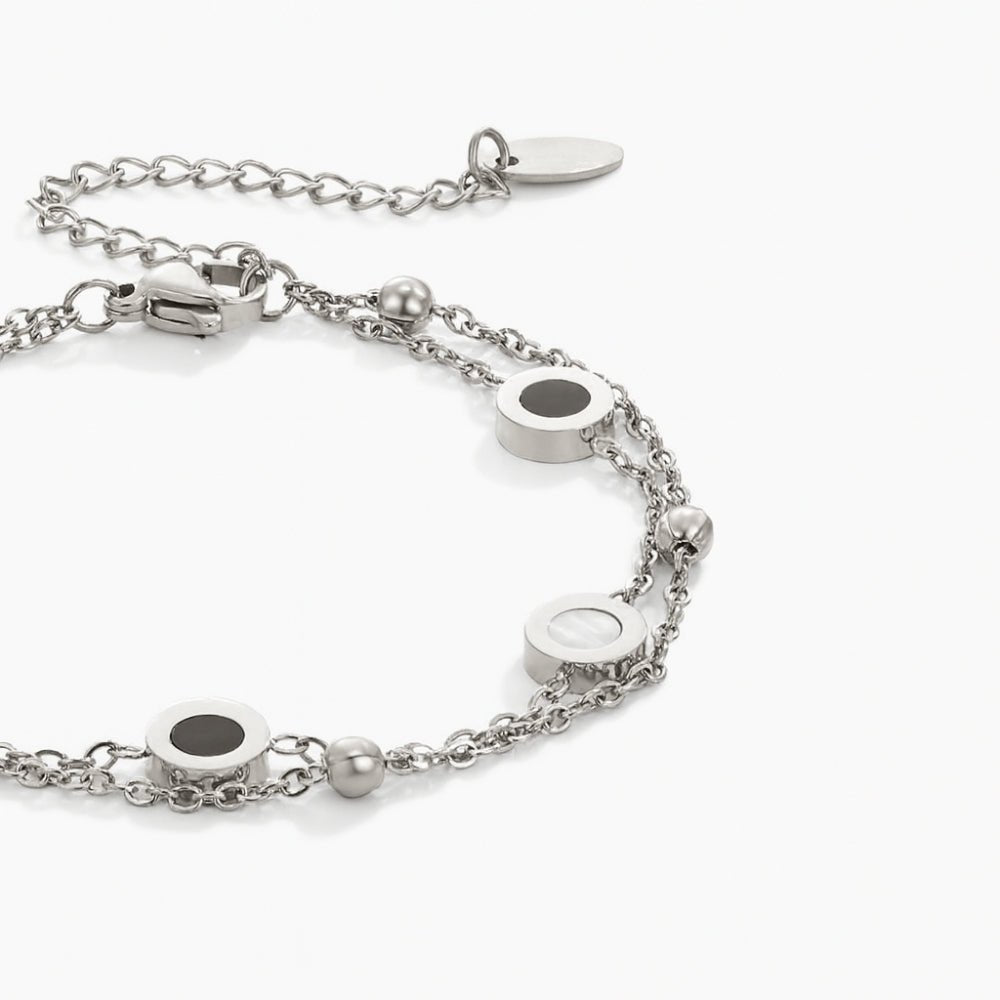 Onyx & White Stein Silber Armband Alma