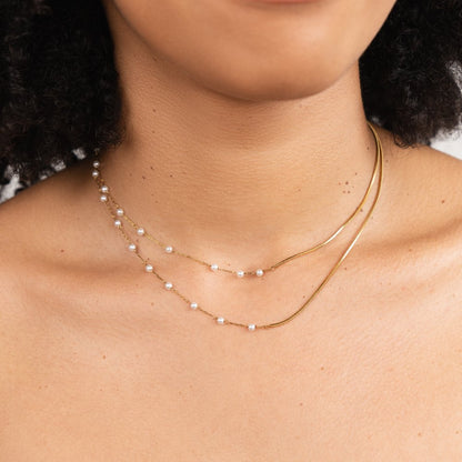 Perlen & Gold Long Ketten Halskette Alma