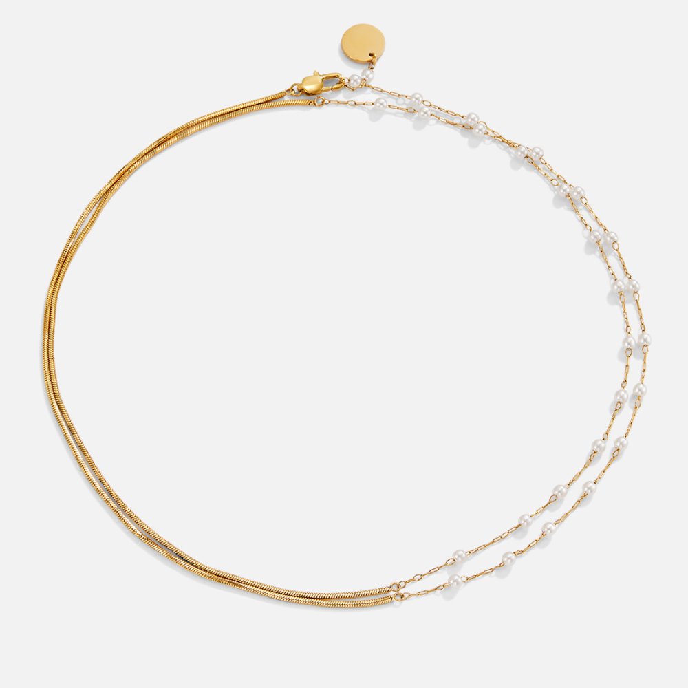 Perlen & Gold Long Ketten Halskette Alma