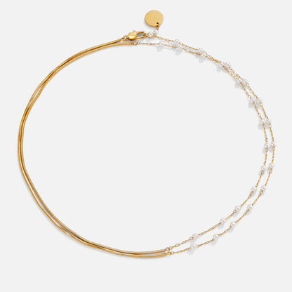 Perlen & Gold Long Ketten Halskette Alma