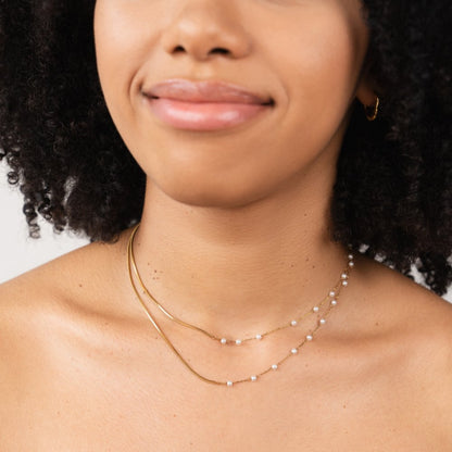 Perlen & Gold Long Ketten Halskette Alma