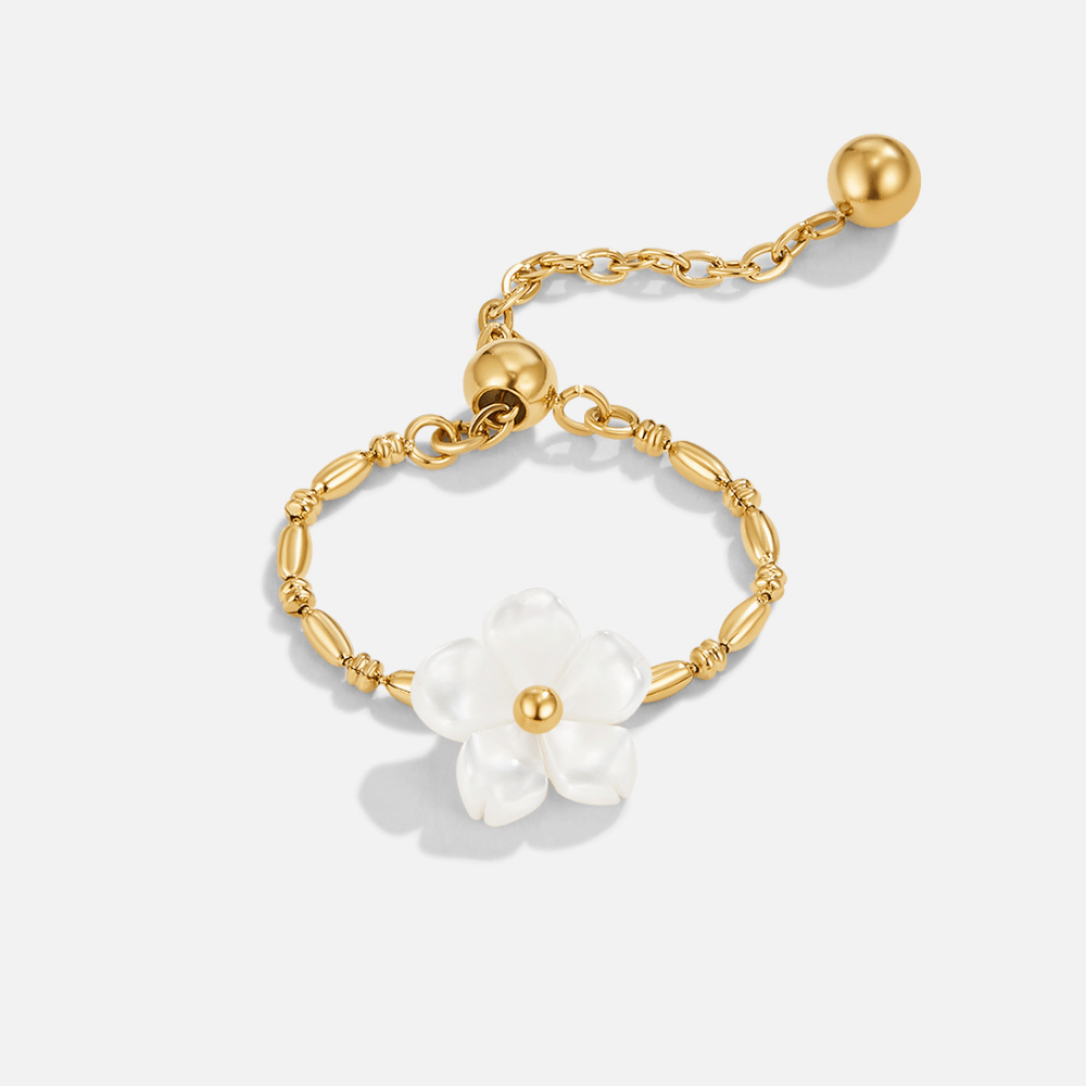Perlen White Blossom Blumen Ring Alma