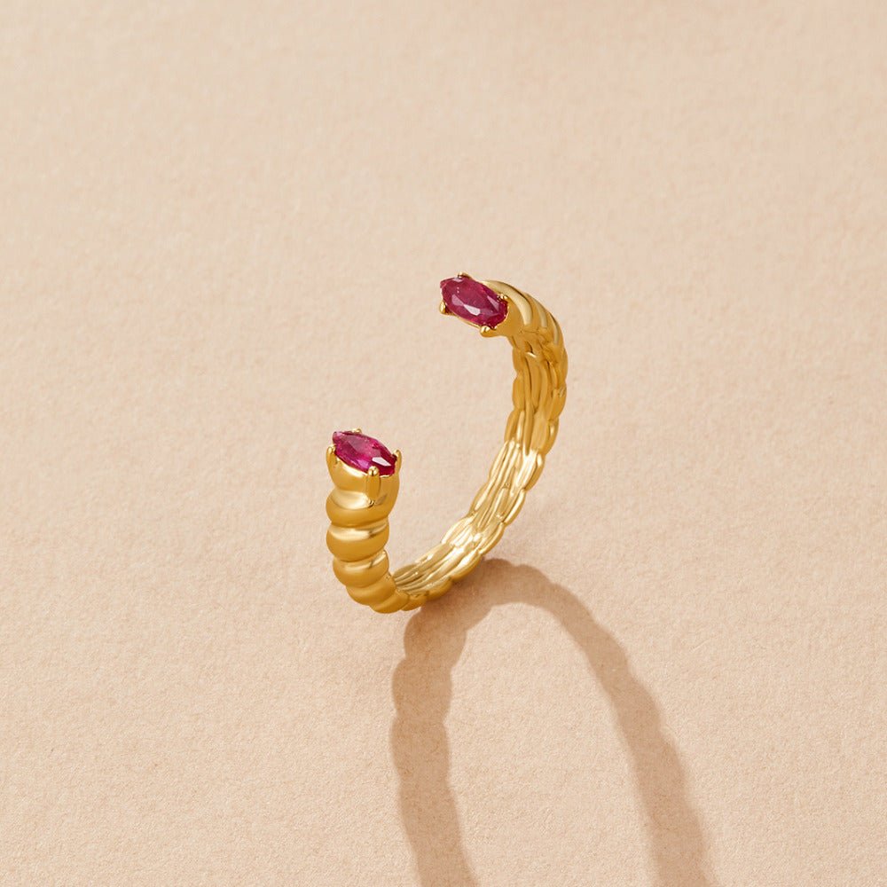 Pink Kristall Cuff Ring Alma