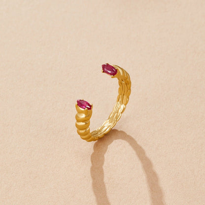 Pink Kristall Cuff Ring Alma