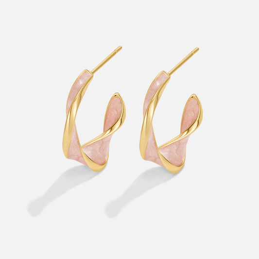 Pink Mother Of Perlen Twist Creolen Ohrringe Alma