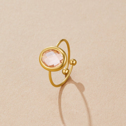 Pink Rose Kristall Goldring Alma