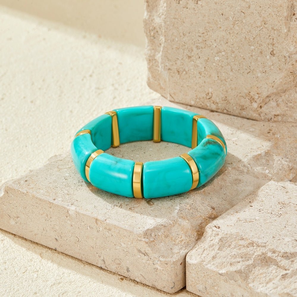 Priya Elastic Gold & Teal Armband Alma