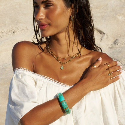 Priya Elastic Gold & Teal Armband Alma