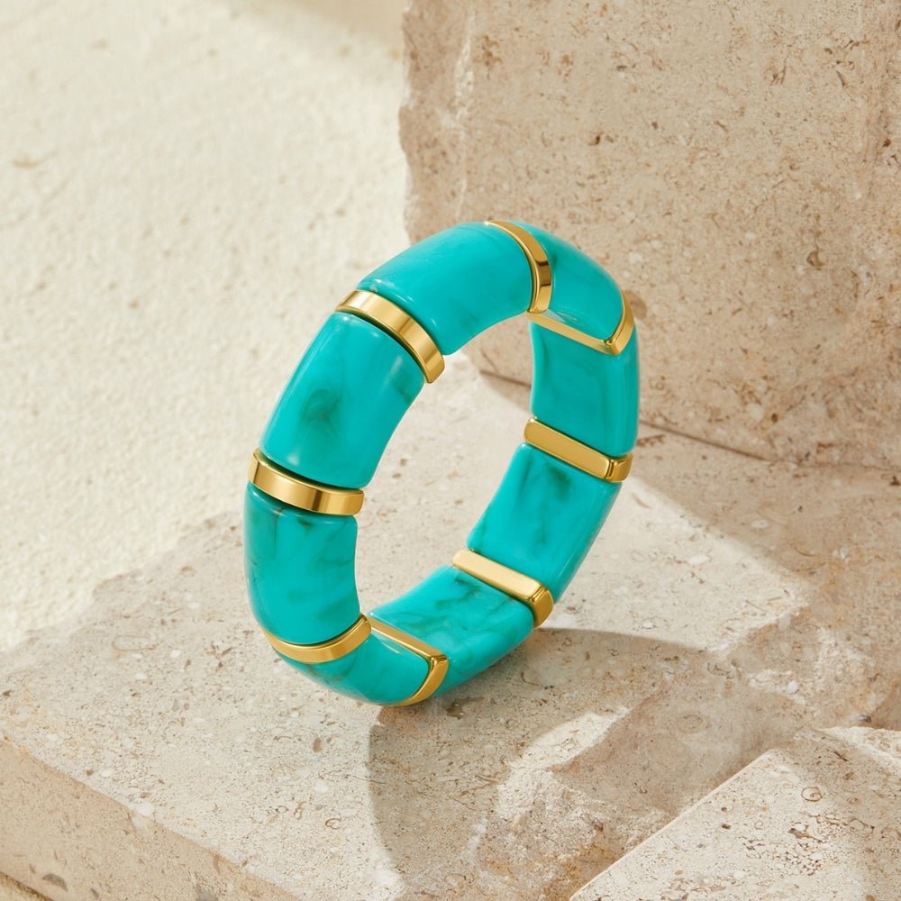 Priya Elastic Gold & Teal Armband Alma