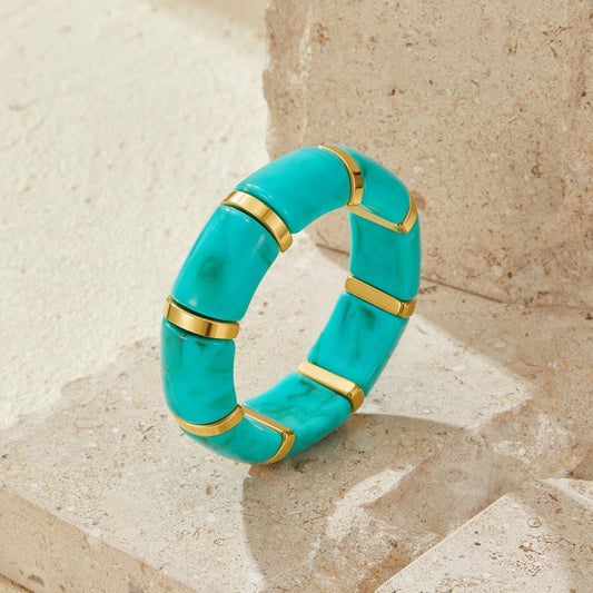 Priya Elastic Gold & Teal Armband Alma