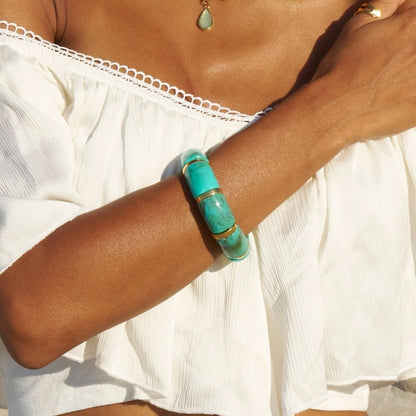 Priya Elastic Gold & Teal Armband Alma