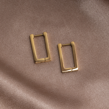 Gold Rectangle Creolen Ohrringe Alma
