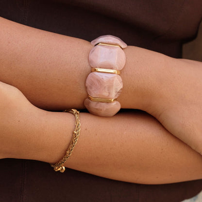 Rose Quartz Elastic Armband Alma