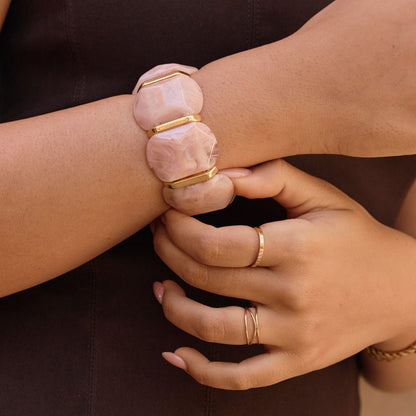 Rose Quartz Elastic Armband Alma