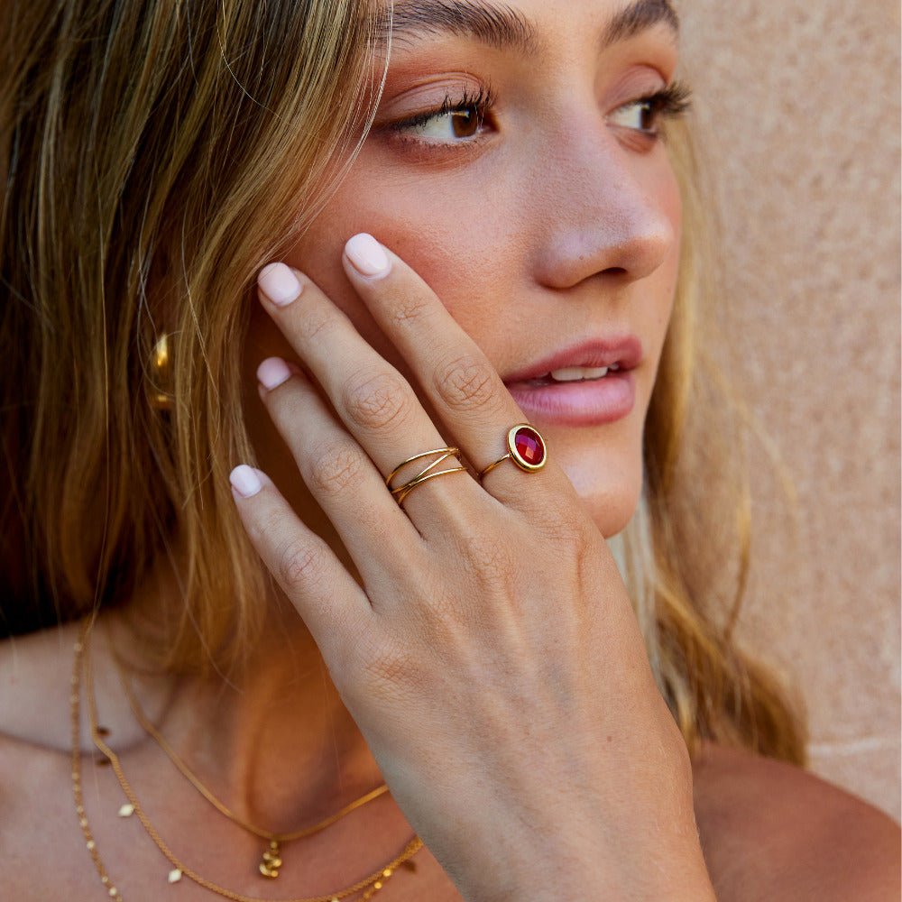 Rubin Kristall Goldring Alma
