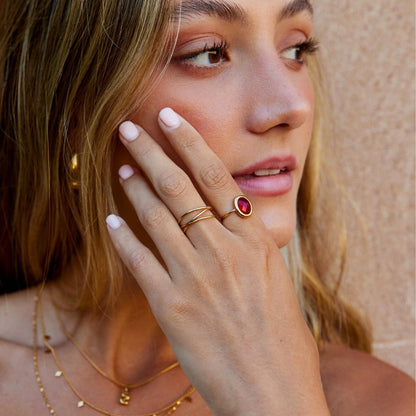 Rubin Kristall Goldring Alma