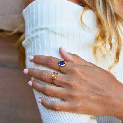 Sapphire Blue Kristall Goldring Alma