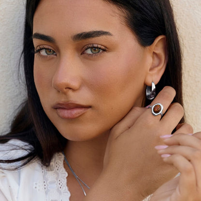 Silber Amber Ring Alma