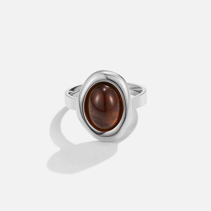 Silber Amber Ring Alma