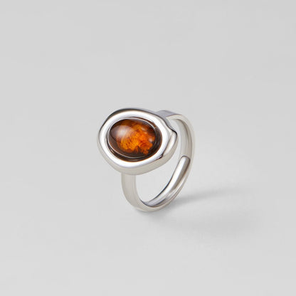 Silber Amber Ring Alma