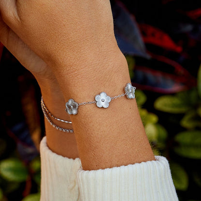 Silber Klee Armband 737 Alma