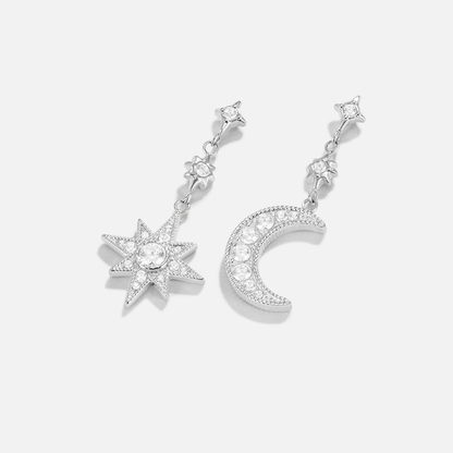 Silber Kristall Mond & Stern Ohrringe Alma