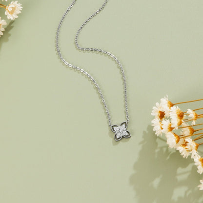 Silber Four Blatt Kristall Halskette Alma