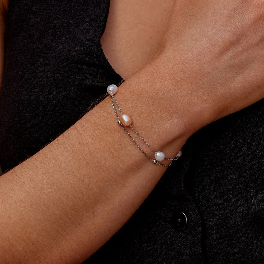 Silber SüßWasserperlen Mehrlagige Armband Alma