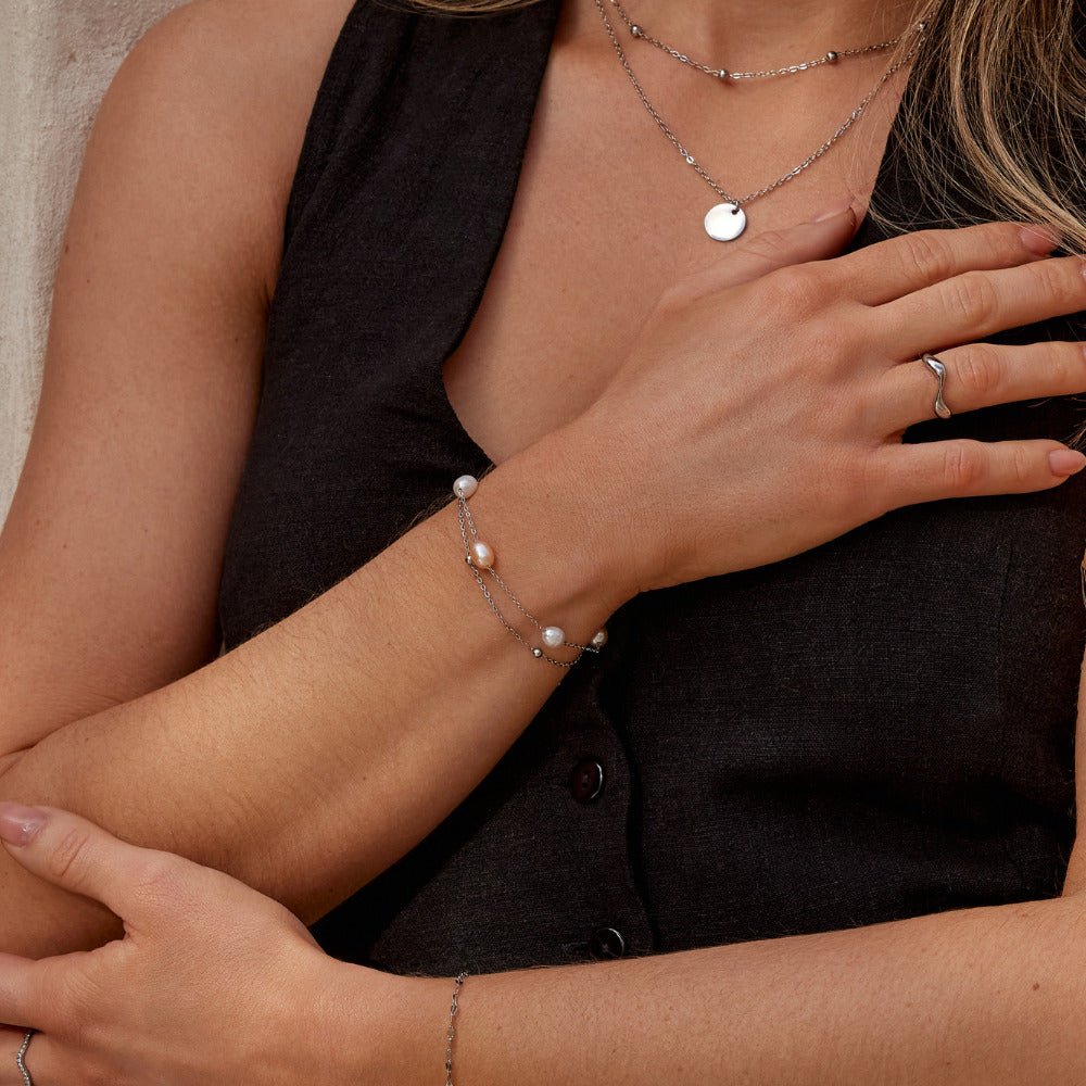 Silber SüßWasserperlen Mehrlagige Armband Alma
