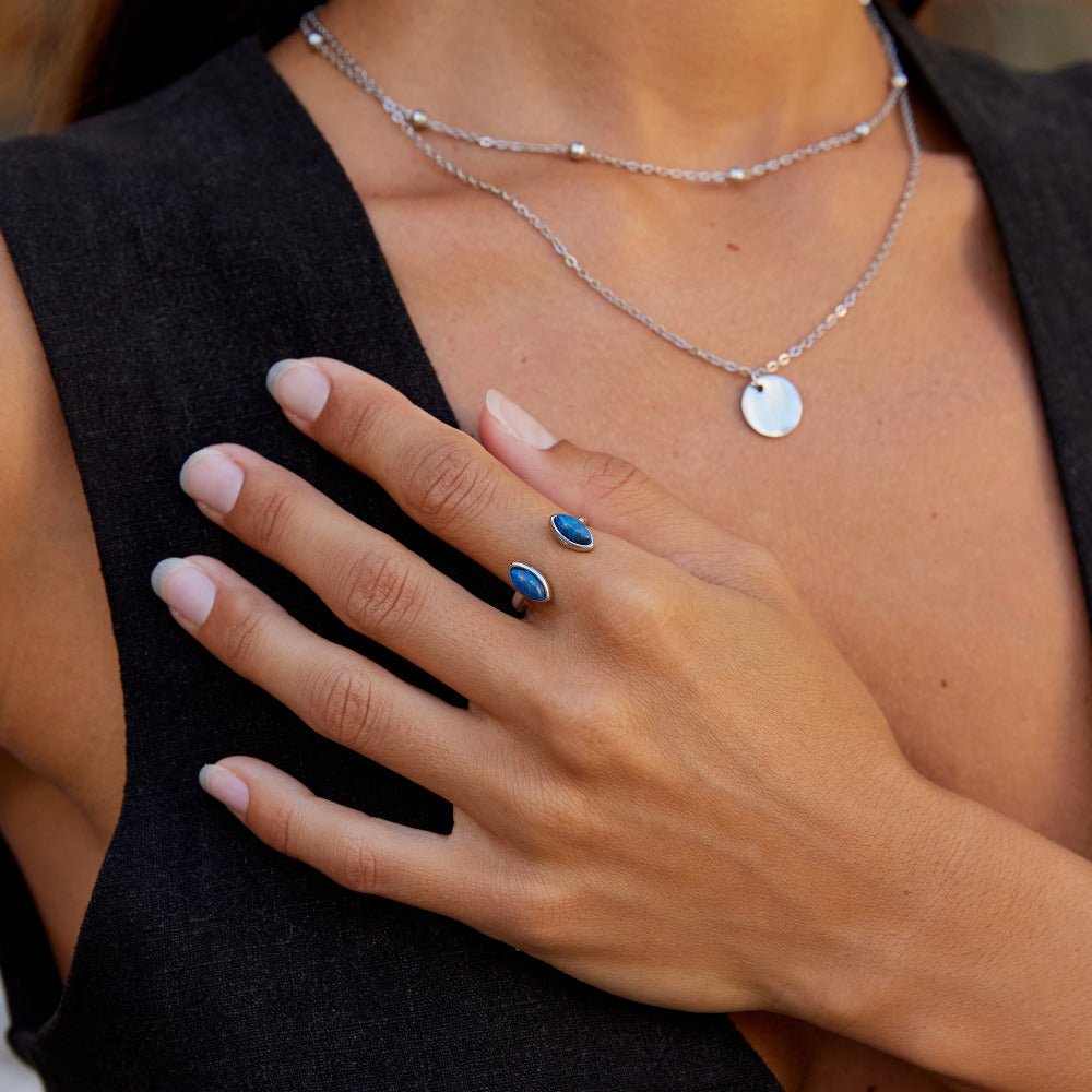 Silber Lapis Lazuli Wrap Ring Alma