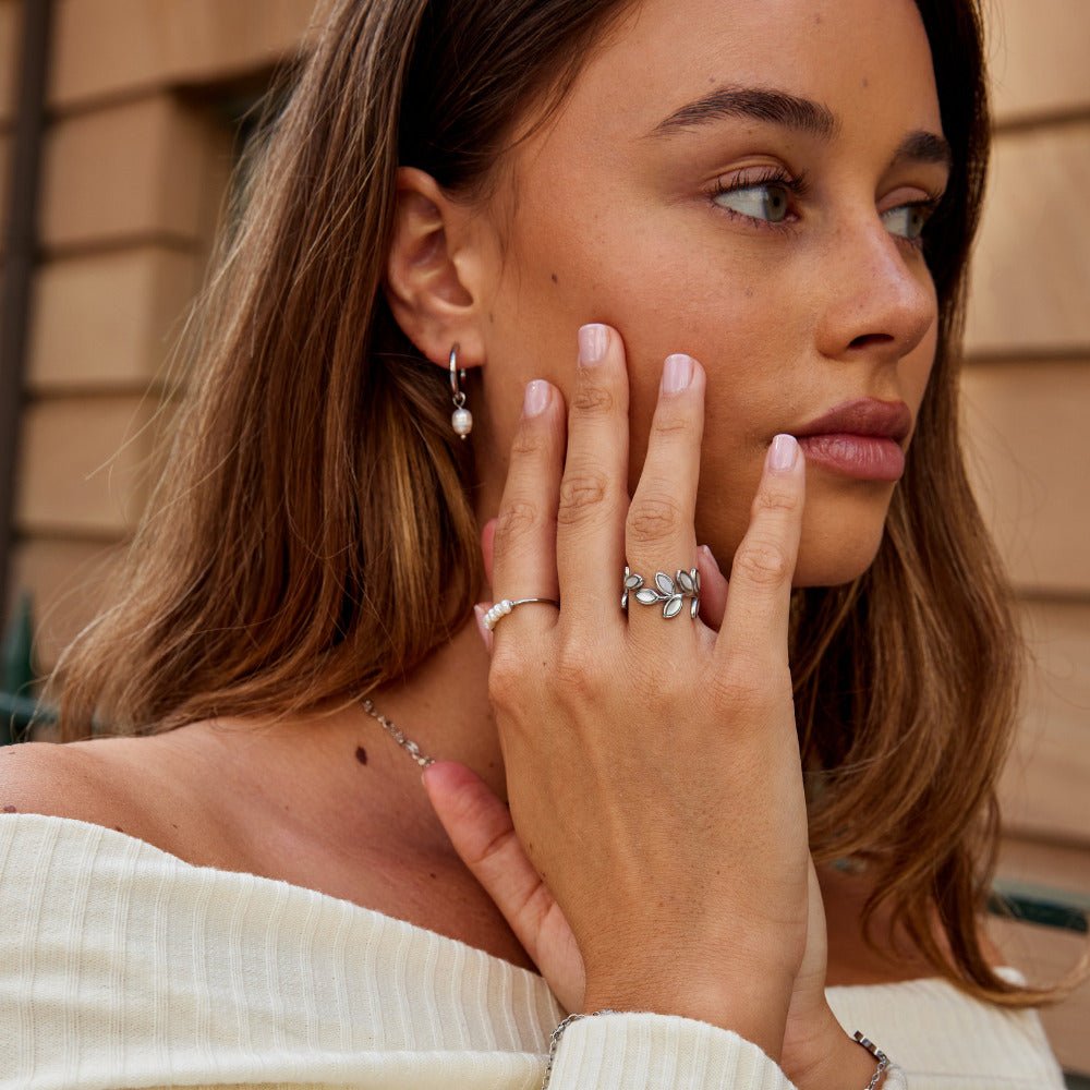 Silber Blatt Ring Alma