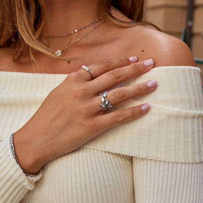 Silber Blatt Ring Alma
