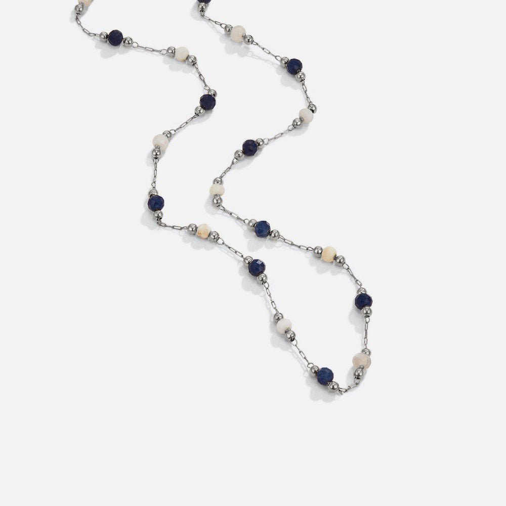 Silber Lulu Midnight Perlen Stein Halskette Alma