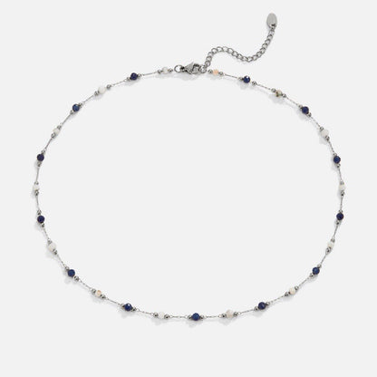 Silber Lulu Midnight Perlen Stein Halskette Alma