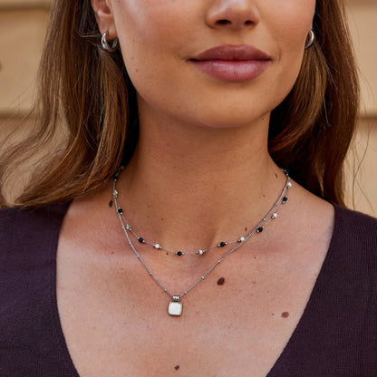 Silber Lulu Midnight Perlen Stein Halskette Alma