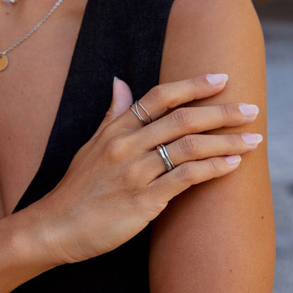 Silber Madison Welle Ring Set Alma