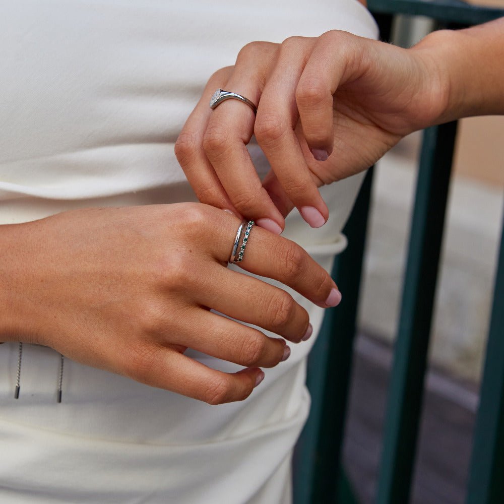 Silber Marissa Smaragd Green Mehrlagige Ring Alma