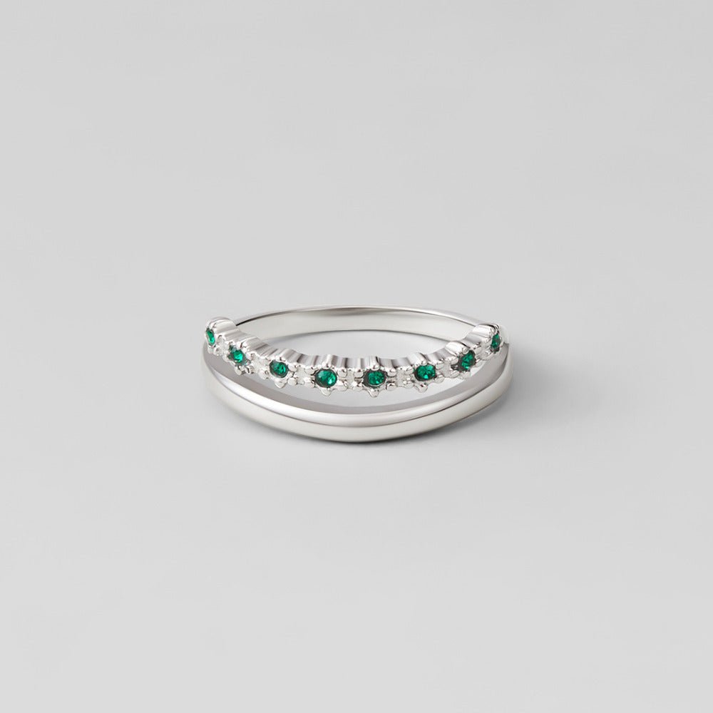 Silber Marissa Smaragd Green Mehrlagige Ring Alma