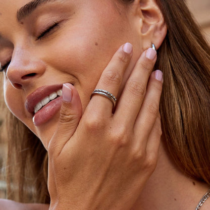 Silber Marissa White Kristall Mehrlagige Ring Alma