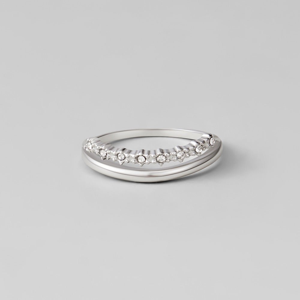 Silber Marissa White Kristall Mehrlagige Ring Alma