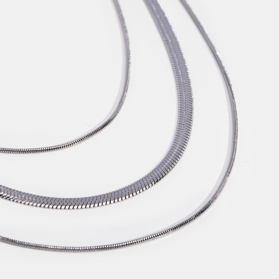Silber Multi-Mehrlagige Ketten Halskette Alma