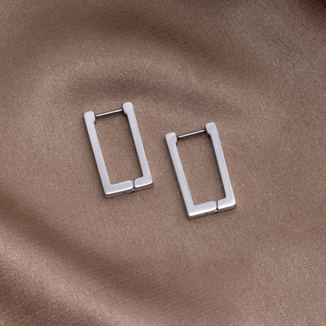 Silber Rectangle Creolen Ohrringe Alma