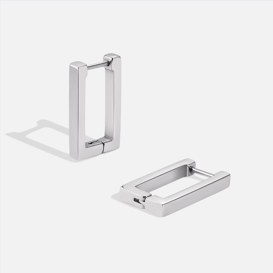 Silber Rectangle Creolen Ohrringe Alma